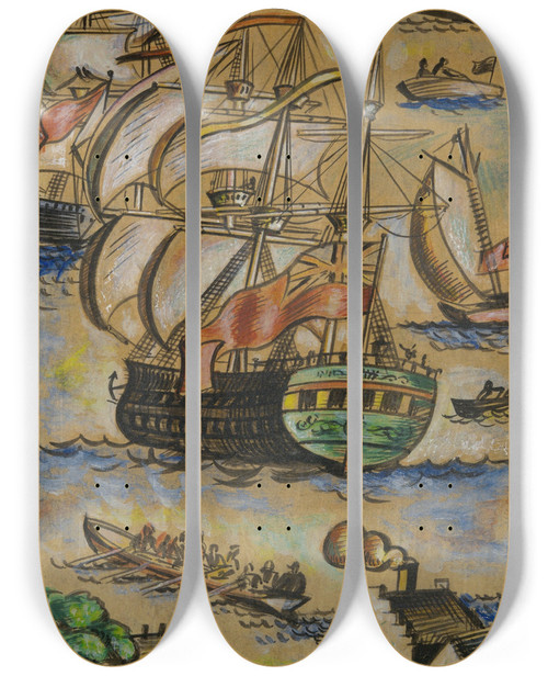 Triptych art skateboard deck of Reginald Marsh Newamsterdam_2 by Reginald Marsh (1898-1954)