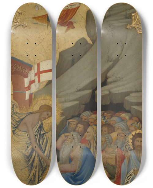 Triptych art skateboard deck of Andrea Vanni Scenes From The Passion Of Christ The Descent Into Limbo Right Panel by Andrea Vanni (1332-1414)