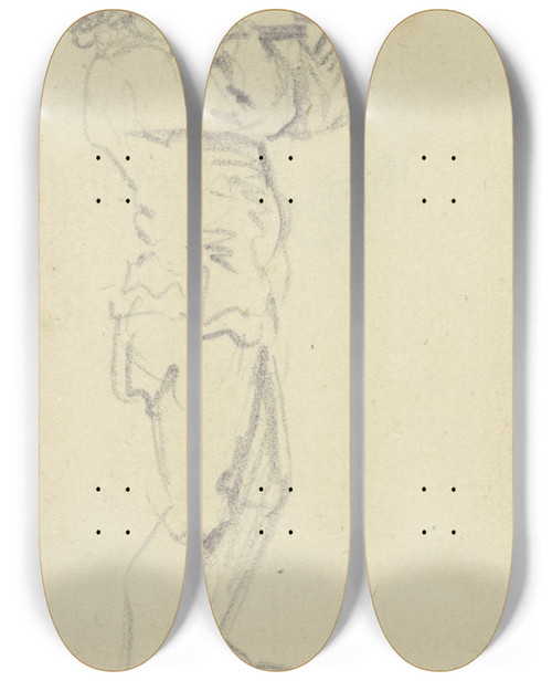 Triptych art skateboard deck of Daniel Nikolaus Chodowiecki Stehender Bauer Im Profil Nach Rechts by Daniel Nikolaus Chodowiecki (1726-1801)