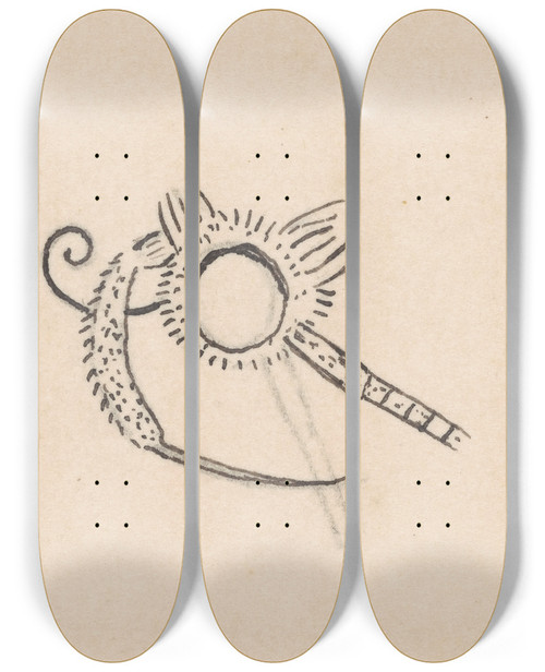 Triptych art skateboard deck of George Hudson Entomology Watercolour Pl166 by George Hudson (1867-1946)
