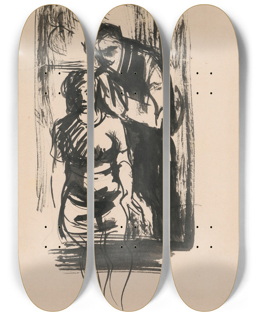Triptych art skateboard deck of Jn Novk Lovers by Jan Novak (1921-1944)