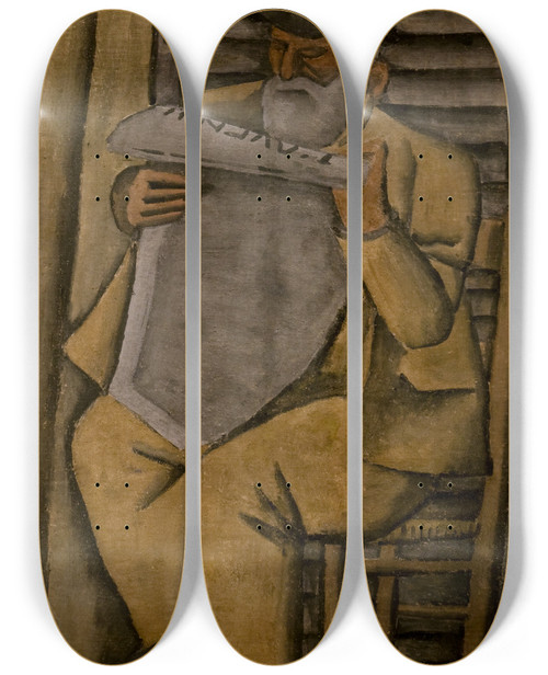 Triptych art skateboard deck of Joaqun Torresgarca Figura De Hombre by Joaqun Torres-Garca (1874-1949)