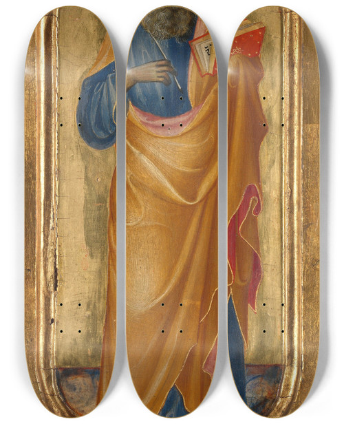 Triptych art skateboard deck of Gherardo Starnina Evangelist_1 by Gherardo Starnina (1360-1413)