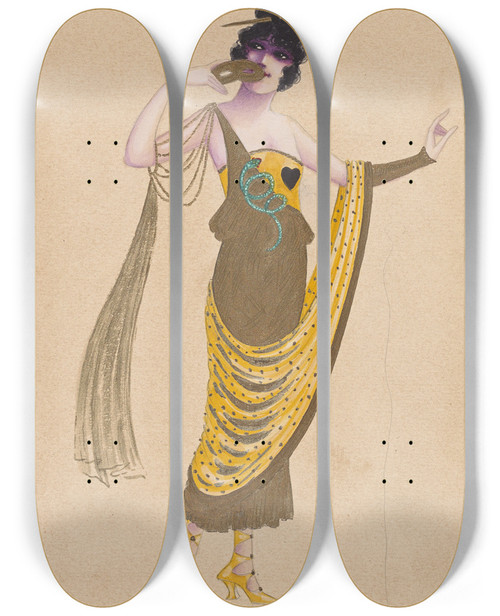 Triptych art skateboard deck of Will R Barnes Jealousy11 by Will R Barnes (1939)