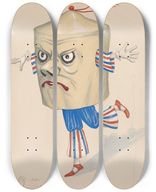 Triptych art skateboard deck of Will R Barnes Grotesque Numberfor Male Chorus_2 by Will R Barnes (1939)