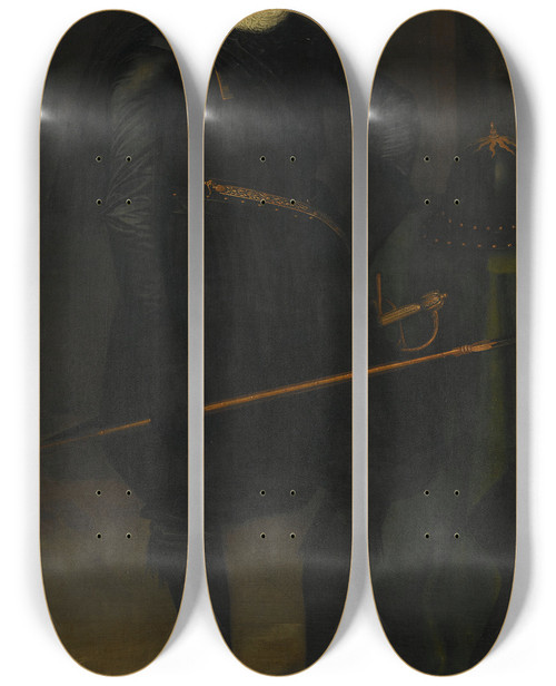 Triptych art skateboard deck of Jan Anthonisz Van Ravesteyn Portrait Of Sir John Burroughs 15871627 by Jan Anthonisz Van Ravesteyn (1570-1657)