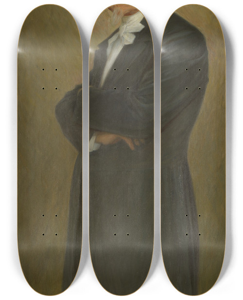 Triptych art skateboard deck of Jag Acke Portrait Of Zackarias Topelius by J.A.G. Acke (1859-1924)