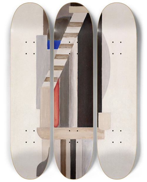 Triptych art skateboard deck of Ragnhild Keyser Trappen by Ragnhild Keyser (1889-1943)