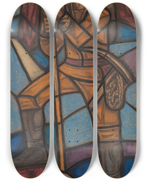 Triptych art skateboard deck of Richard Nicolas Roland Holst Ontwerp Voor Raam In Het Nederlands Paviljoen Op De Tentoonstelling Arts Dcoratifs Te Parijs 1925_2 by Richard Nicolaus Roland Holst (1868-1938)