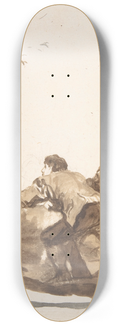Francisco de Goya - Men hunting birds using a decoy 8.25 inch art skate deck