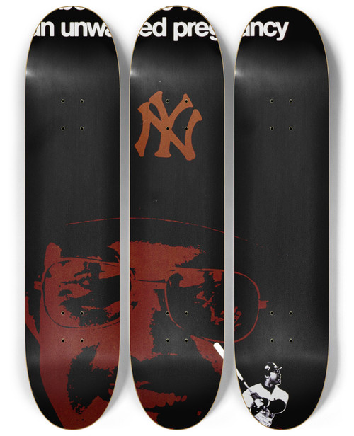 Triptych art skateboard deck of Us Department Of Health Human Services I Dont Know What I Would Do If I Had A Child Nowim Not Prepared It Takes More Than Money You Know by U.S.. Department of Health & Human Services (1953)