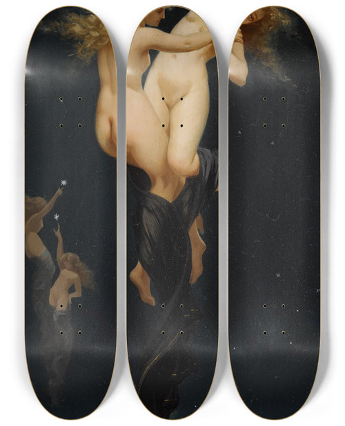 Triptych art skateboard deck of Luis Ricardo Falero Twin Stars_1 by Luis Ricardo Falero (1851-1896)