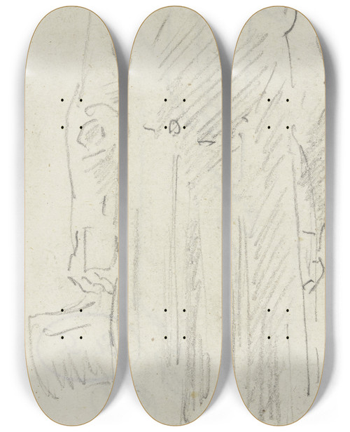 Triptych art skateboard deck of Anton Burger Bauer In Rckansicht Mit Einem Zylinder In Der Linken by Anton Burger (1824-1905)