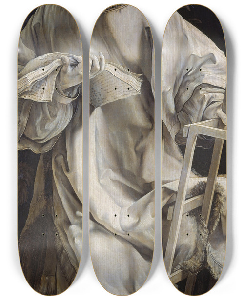 Triptych art skateboard deck of Matthias Grnewald Saint Lawrence by Matthias Grunewald (1480-1528)