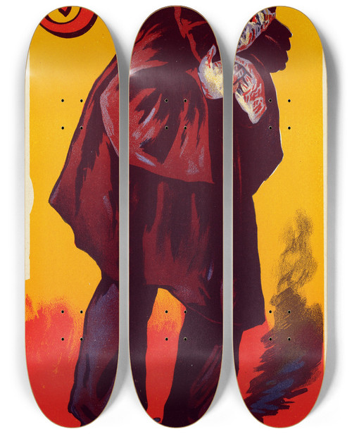 Triptych art skateboard deck of Maximilien Luce Mvisto by Maximilien Luce (1858-1941)