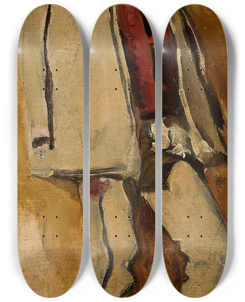 Triptych art skateboard deck of Tadeusz Ajdukiewicz Portrait Of A Young Highlander by Tadeusz Ajdukiewicz (1852-1916)
