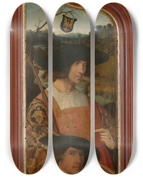 Triptych art skateboard deck of Jacob Cornelisz Van Oostsanen Pompeius Occo by Jacob Cornelisz Van Oostsanen (1470-1533)