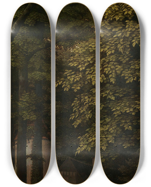 Triptych art skateboard deck of Gerard David View In A Forest Outer Left Wing Of A Triptych by Gerard David (1460-1523)
