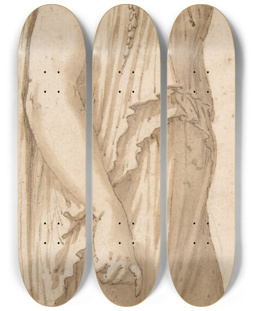 Triptych art skateboard deck of Pirro Ligorio Caryatid Facing Right by Pirro Ligorio (1512-1583)