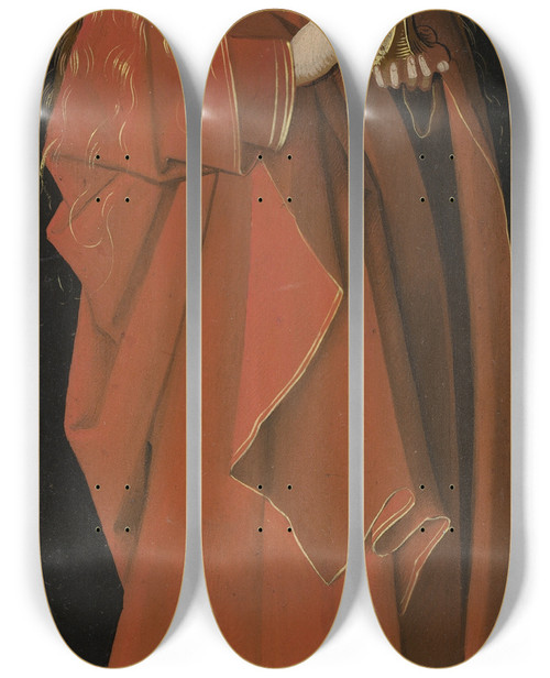 Triptych art skateboard deck of Master Of The Starck Triptych Saint Barbara Left Wing Exterior by Master of the Starck Triptych (1480-1495)