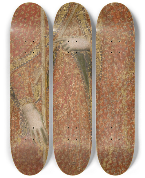 Triptych art skateboard deck of Andrea Vanni Saint Ursula by Andrea Vanni (1332-1414)