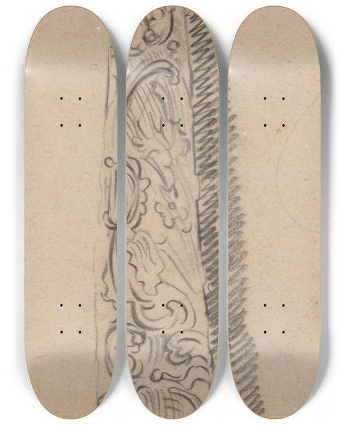 Triptych art skateboard deck of James Ensor Pocket Knife With Worked Handle by James Ensor (1860-1949)