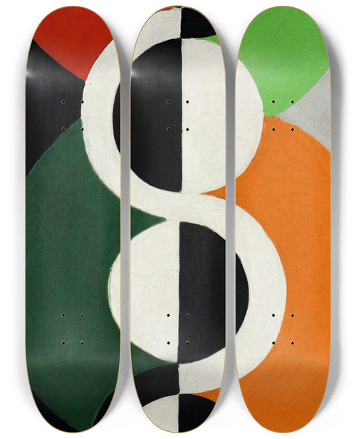 Triptych art skateboard deck of Robert Delaunay Endless Rhythm by Robert Delaunay (1885-1941)