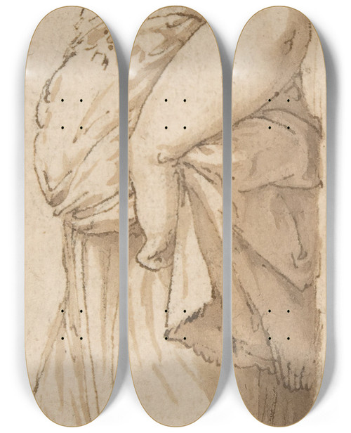 Triptych art skateboard deck of Pirro Ligorio Caryatid Facing Left by Pirro Ligorio (1512-1583)