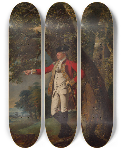 Triptych art skateboard deck of Joseph Wright Of Derby Portrait Of Colonel Charles Heathcote by Joseph Wright Of Derby (1734-1797)