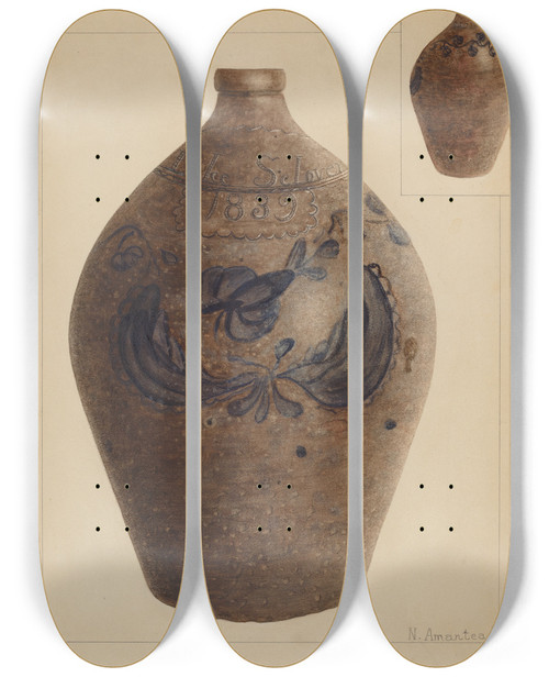 Triptych art skateboard deck of Nicholas Amantea Jug_17 by Nicholas Amantea (1900-1978)
