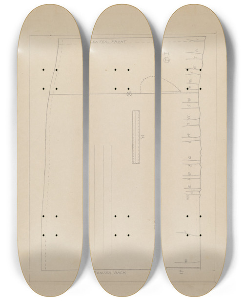 Triptych art skateboard deck of Percival Jenner Pattern by Percival Jenner