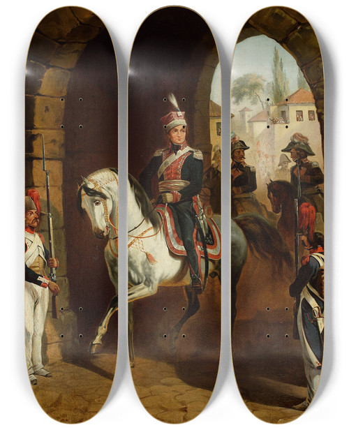Triptych art skateboard deck of January Suchodolski Entry Of General Jan Henryk Dbrowski To Rome by January Suchodolski (1797-1875)