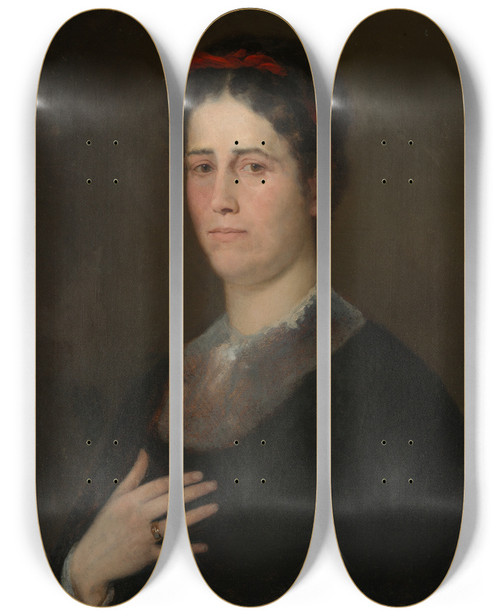 Triptych art skateboard deck of Wilhelm Leibl Bildnis Der Schwester Des Knstlers Katharina Sptere Frau Kirchdorffer by Wilhelm Leibl (1844-1900)