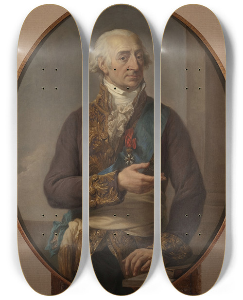 Triptych art skateboard deck of Marcello Bacciarelli Portrait Of Stanisaw Maachowski 17361809 Marshal Of The Seym_1 by Marcello Bacciarelli (1731-1818)