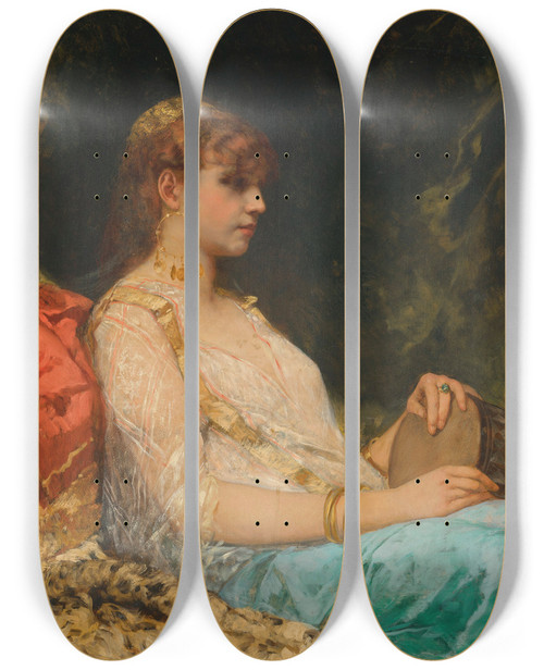 Triptych art skateboard deck of Jeanjosephbenjamin Constant Lorientale Au Tambour by Jean-Joseph-Benjamin Constant (1845-1902)