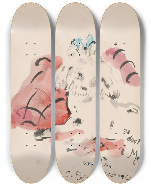 Triptych art skateboard deck of Christian Brard Petit Chien by Christian Berard (1902-1949)