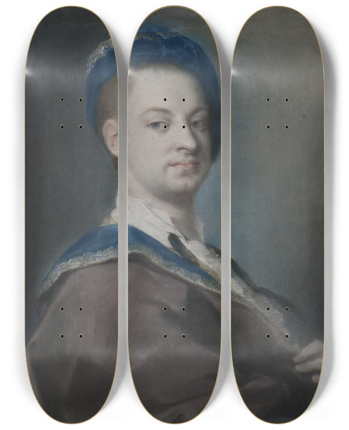 Triptych art skateboard deck of Rosalba Carriera Count Nils Bielke by Rosalba Carriera (1675-1757)