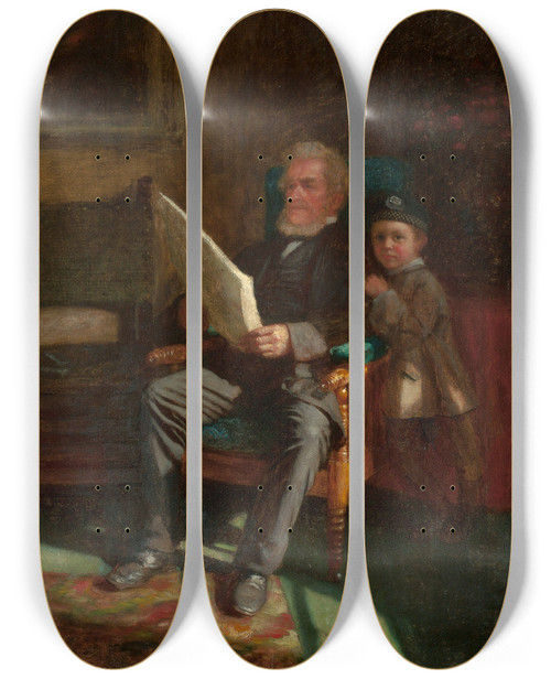 Triptych art skateboard deck of Eastman Johnson Portrait Of John C Chandler And Philip J Wilson by Eastman Johnson (1824-1906)