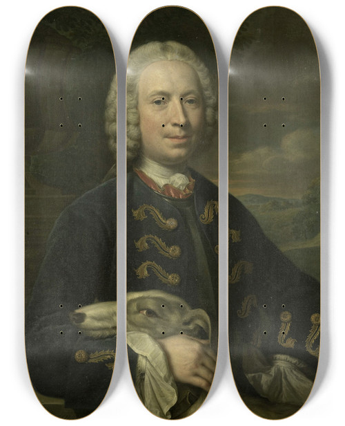 Triptych art skateboard deck of Mattheus Verheyden Portrait Of Coenraad Van Heemskerck Count Of The Holy Roman Empire Lord Of Achttienhoven And Den Bosch by Mattheus Verheyden (1700-1776)