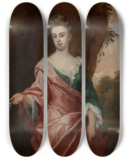Triptych art skateboard deck of John Zachary Kneller Portrait Of Lucy Sherard Daughter Of The Earl Of Harborough And Wife Of Duke Of Rutland by John Zachary Kneller (1642-1702)