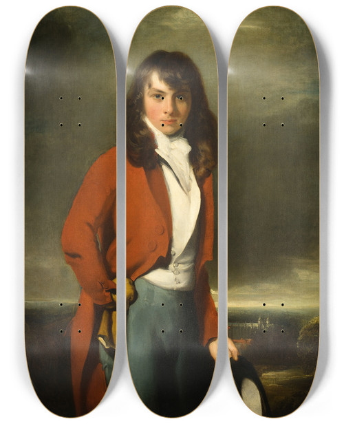 Triptych art skateboard deck of Sir Thomas Lawrence Portrait Of Arthur Atherley As An Etonian by Sir Thomas Lawrence (1769-1830)