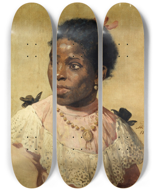 Triptych art skateboard deck of Adolphe Yvon Mademoiselle Snabou by Adolphe Yvon (1817-1893)
