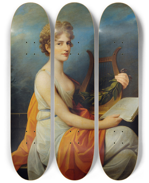 Triptych art skateboard deck of Heinrich Friedrich Fger The Court Opera Singer Theresia Saal As Eva In Joseph Haydns Creation by Heinrich Friedrich Fger (1751-1818)