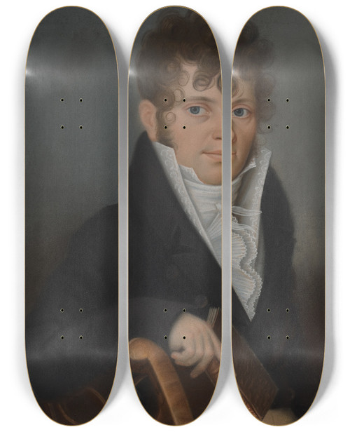Triptych art skateboard deck of Friedrich Christian Krieger Adolph Friedrich Theodor Gritzner by Friedrich Christian Krieger (1774-1832)