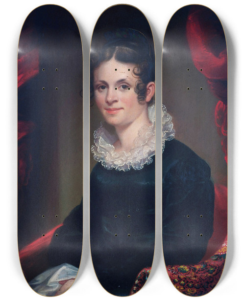 Triptych art skateboard deck of Ezra Ames Portrait Of Eleanor Humphrey by Ezra Ames (1768-1836)