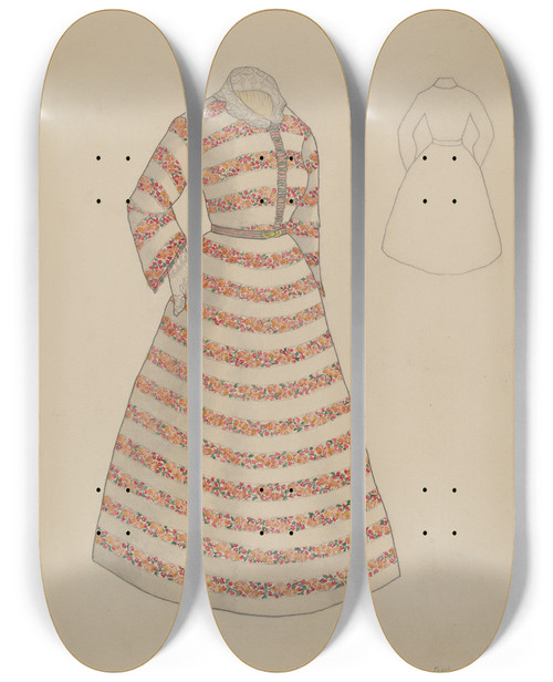 Triptych art skateboard deck of Frederick Jackson Dress_1 by Frederick Jackson