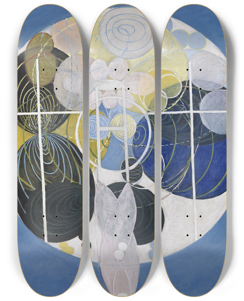 Triptych art skateboard deck of Hilma Af Klint The Large Figure Paintings No 5 Group 3 by Hilma af Klint (1862-1944)