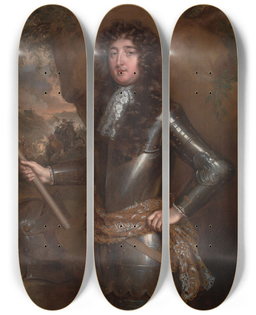 Triptych art skateboard deck of Willem Wissing An Unknown Man Probably The Ninth Earl Of Derby by Willem Wissing (1656-1687)