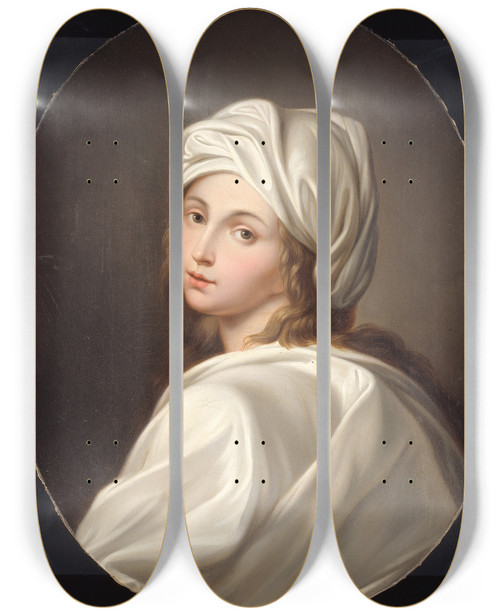 Triptych art skateboard deck of Guido Reni Portrait Of Beatrice Cenci by Guido Reni (1575-1642)