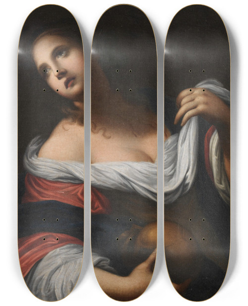 Triptych art skateboard deck of Circle Of Simone Pignoni The Mary Magdalene by Circle Of Simone Pignoni (1611-1698)